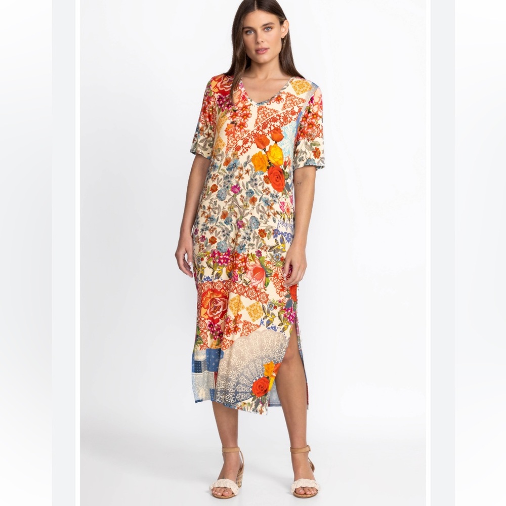 Johnny Was Tango Floral Print Bamboo Knit Jersey Scoop Neck Short Sleeve… - Picture 2 of 7